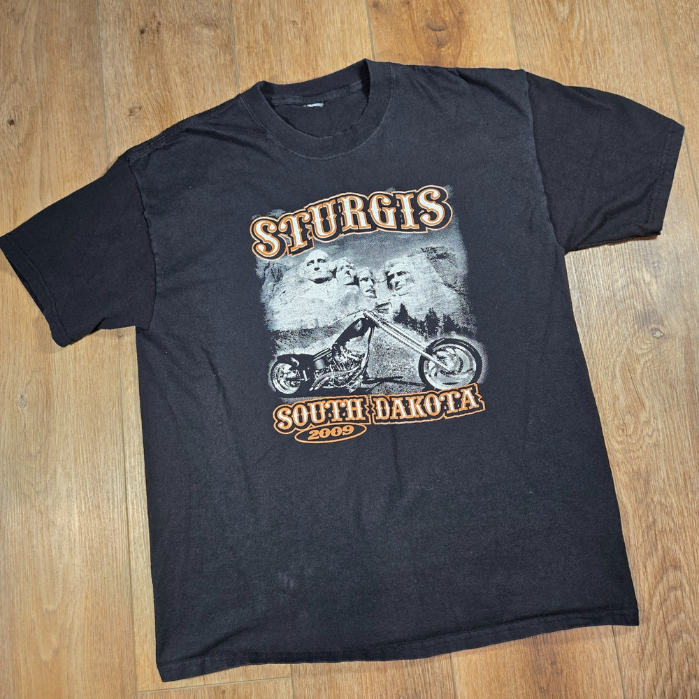 Sturgis 2009 Rally T Shirt Mens L Black Eagle Mount Rushmore Biker Y2K - Picture 2 of 7